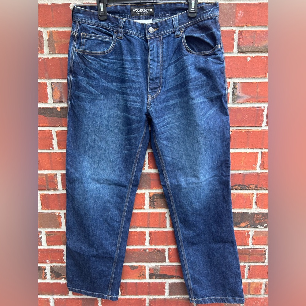 Wolverine FR Flame Resistant CAT 2 Blue Stretch 13 ATPV 36 X 32 Denim Jeans E2